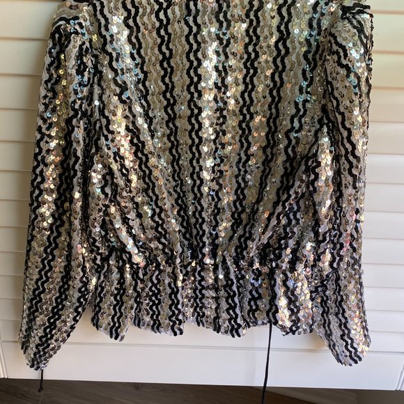 Vintage Black and White Sequin Sparkly Blazer - Picture 5 of 5